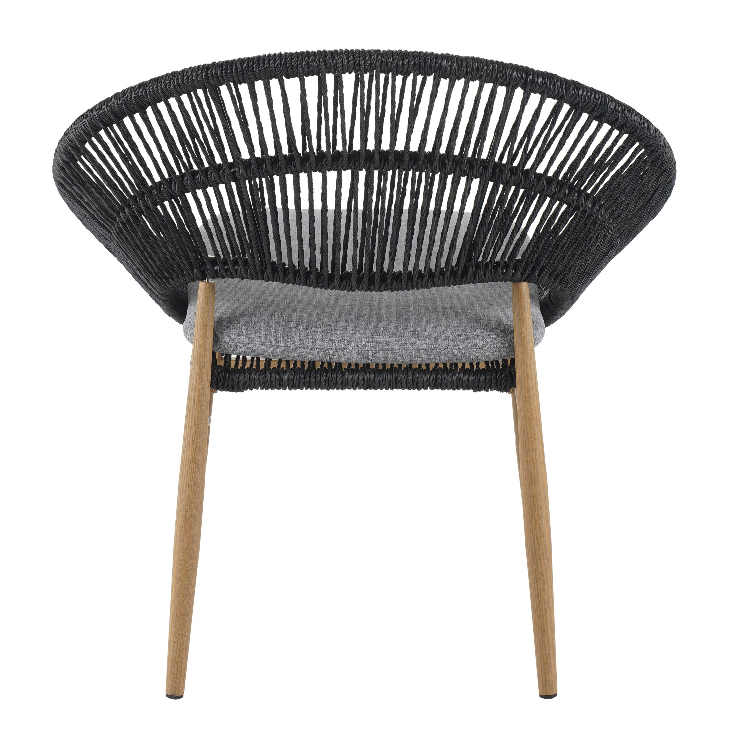 Afoxsos set of 2 outdoor wicker papasan style dining chairs dark gray faux rattan gray cushion teak finished legs weather resistant - Image 6
