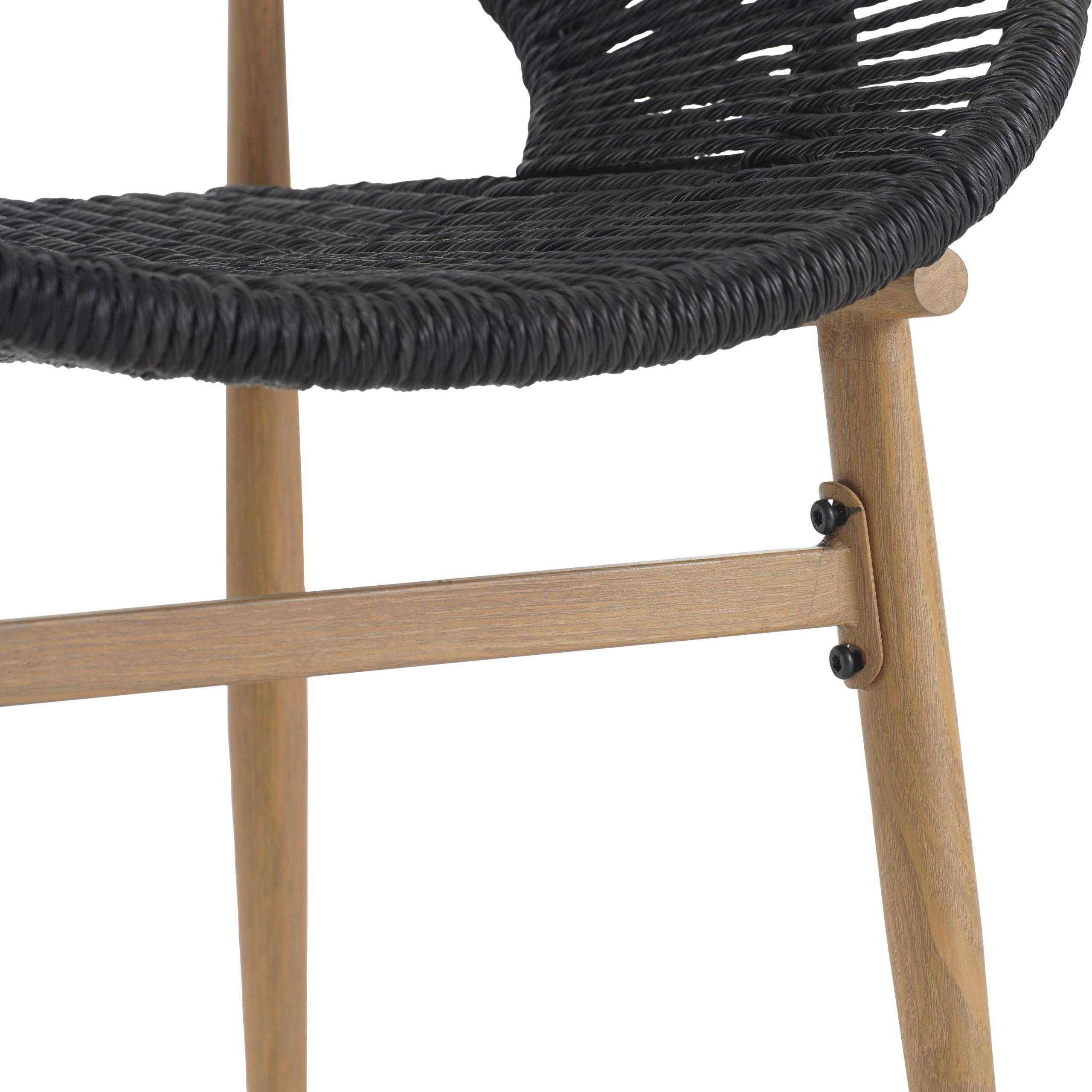 Afoxsos set of 2 outdoor wicker papasan style dining chairs dark gray faux rattan gray cushion teak finished legs weather resistant - Image 10