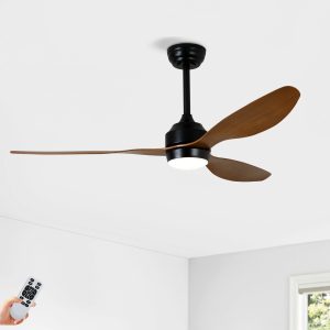 LUXEYARD 52in Ceiling Fan with Lights Quiet DC Motor 3 ABS Blade Ceiling Fans 6 Speed Levels Reversible Ceiling Fan for Patio Living Room Bedroom Office Matte Black Walnut