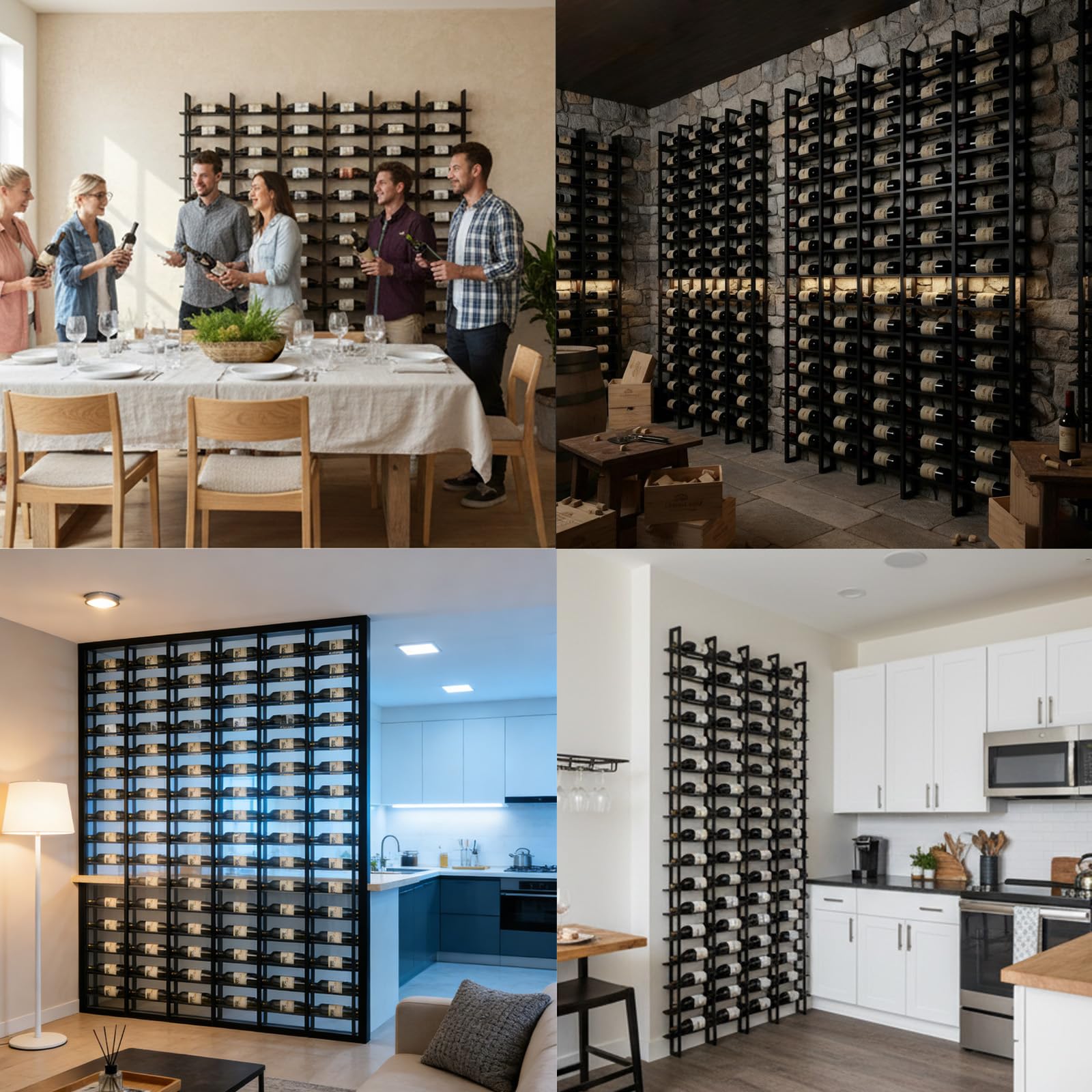 Misopily Large Wall Mount Wine Rack 16 Tier 16 Bottle Metal Wine Storage Organizer Modern Black Display Shelf for Home Bar Kitchen Dining Room - Image 7