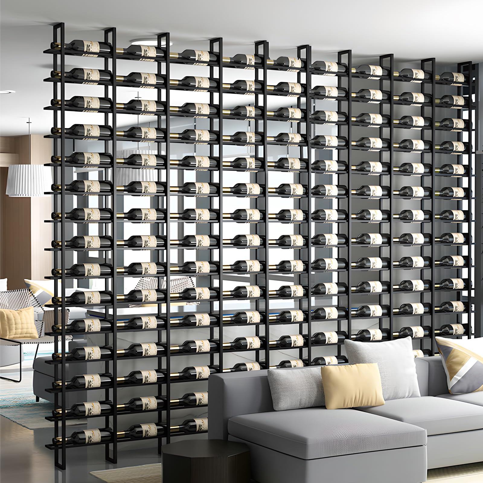 Misopily Large Wall Mount Wine Rack 16 Tier 16 Bottle Metal Wine Storage Organizer Modern Black Display Shelf for Home Bar Kitchen Dining Room - Image 6