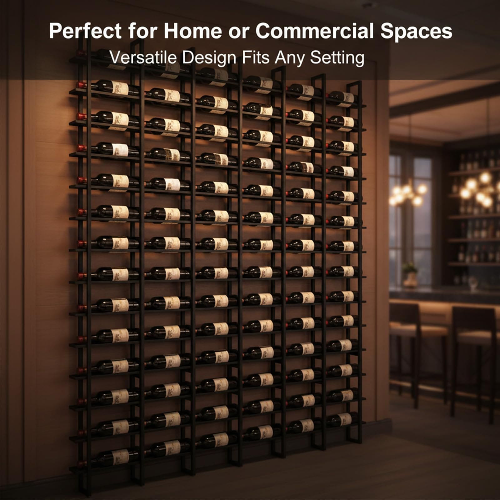 Misopily Large Wall Mount Wine Rack 16 Tier 16 Bottle Metal Wine Storage Organizer Modern Black Display Shelf for Home Bar Kitchen Dining Room - Image 5