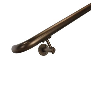 Concept Fusion 18 Foot L Industrial Aluminum Round ADA Returns to Wall Complete Indoor/Outdoor Straight Handrail Grab Bar Kit Bronze Powder Coated Finish
