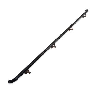 Concept Fusion 12 Foot L Industrial Aluminum Round ADA Returns to Wall Complete Indoor/Outdoor Straight Handrail Grab Bar Kit Bronze and Black Powder Coated Finish