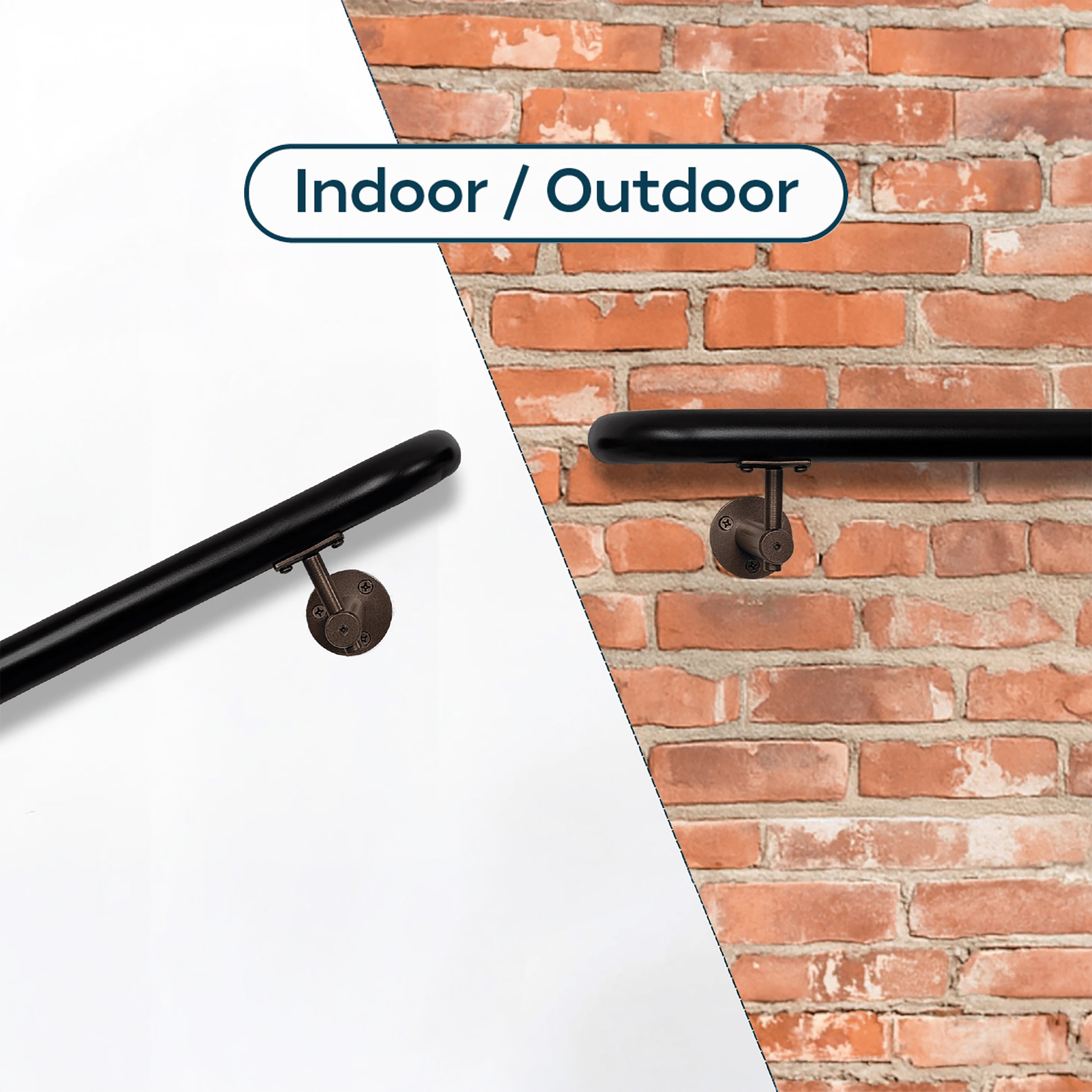 Concept Fusion 2 Foot L Industrial Aluminum Round ADA Returns to Wall Complete Indoor/Outdoor Straight Handrail Grab Bar Kit Bronze Powder Coated Finish - Image 5