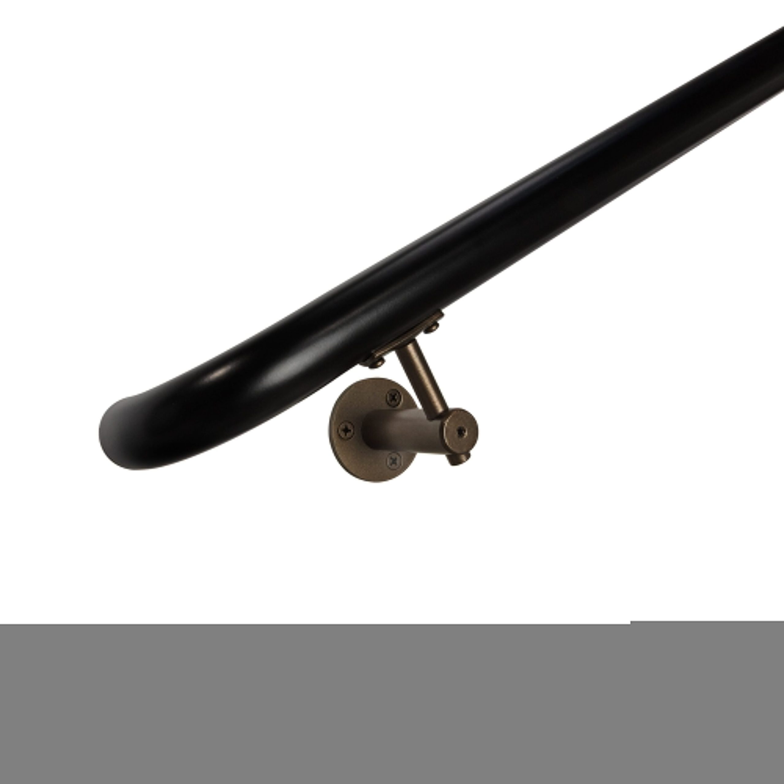 Concept Fusion 4 Foot L Industrial Aluminum Round ADA Returns to Wall Complete Indoor/Outdoor Straight Handrail Grab Bar Kit Bronze and Black Powder Coated Finish