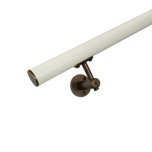 Concept Fusion 3 Foot L Industrial Aluminum Round Complete Indoor/Outdoor Straight Handrail Grab Bar Kit Bronze and White Powder Coated Finish