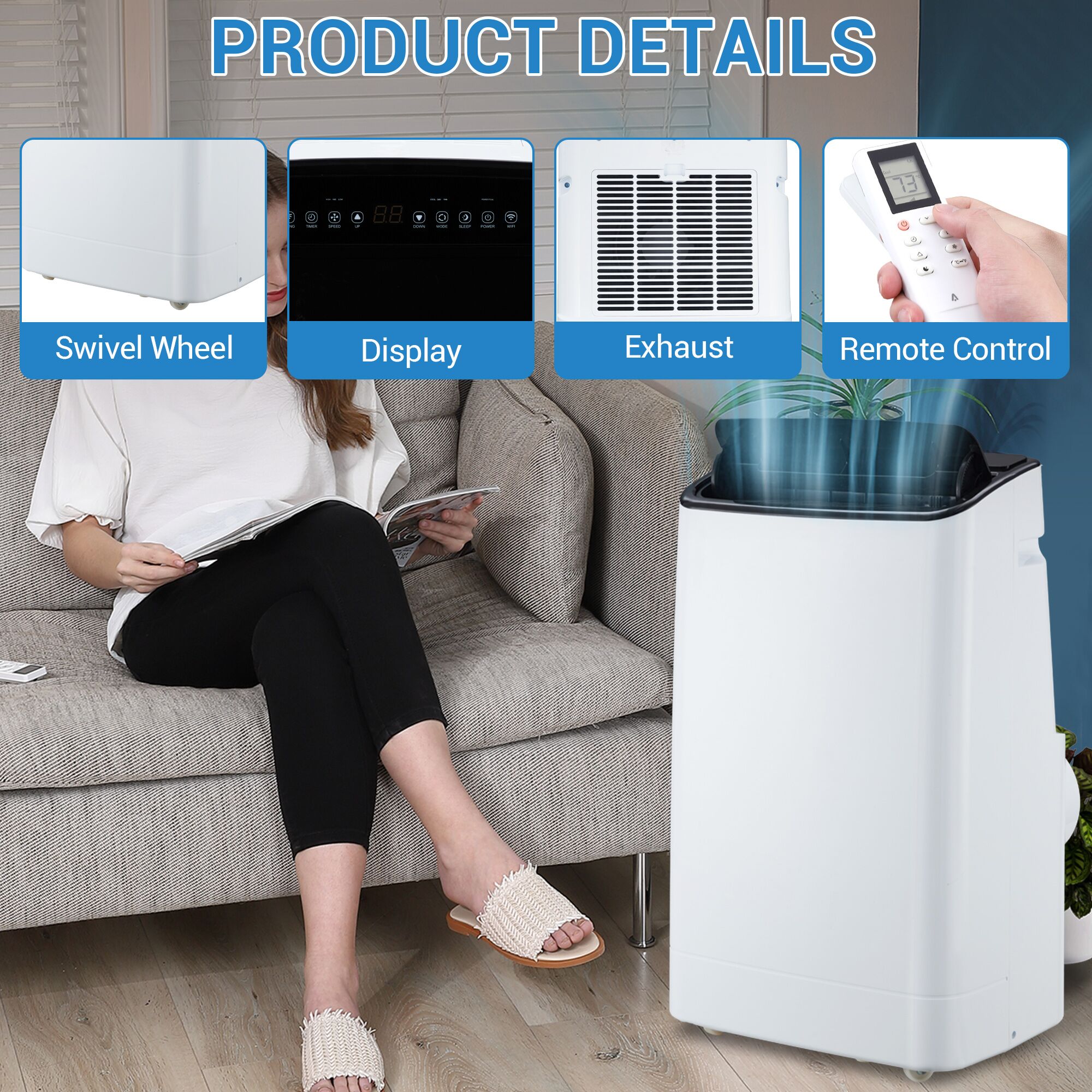 GarveeLife 14000 BTU Portable Air Conditioner Cools Up to 750 Sq ft 3 in 1 AC with Cooling Dehumidifier Fan Portable AC Unit - Image 2