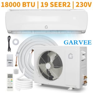 GAOMON 18000 BTU Mini Split Air Conditioner Heat Pump 19 SEER2 230V Ductless AC Cools Up to 1250 Sq Ft White Wall Mounted Energy Saving AC