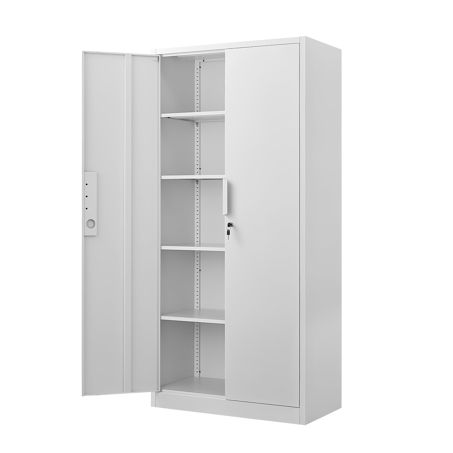 GZMR 70" 2-Door White Metal Pantry Cabinet Contemporary/Modern White Pantry - Image 11