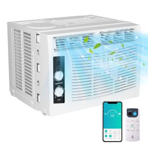 IdealHouse Quiet Energy Efficient Window Air Conditioner 5000 BTU Fast Cooling 2 Cooling Fan Speeds 2 Way Airflow Mechanical Controls Easy Installation For Rooms Up To 150 Sq Ft