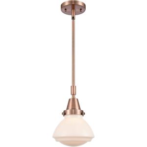 Innovations Lighting 447-1S-AC-G321-LED Franklin Restoration Olean Mini Pendant Antique Copper