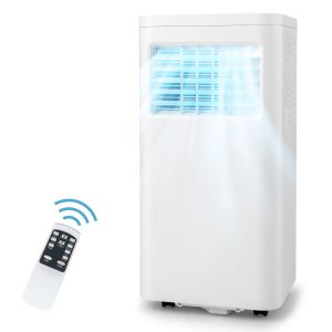 Slickblue 5000/6000 BTU DOE (115V) White Single Hose Portable Air Conditioner with Remote Control Cools 250 sq ft for Bedroom Apartment Home Office Dorm