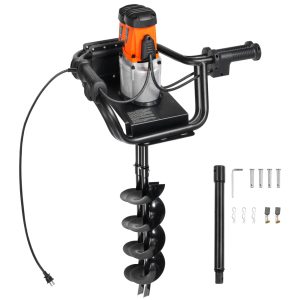 GIVIMO Electric Post Hole Digger 1500-W Corded Earth Auger with 5.7-in Alloy Steel Drill Bit and 10.24-in Extension Rod for Fence Posts and Tree Planting