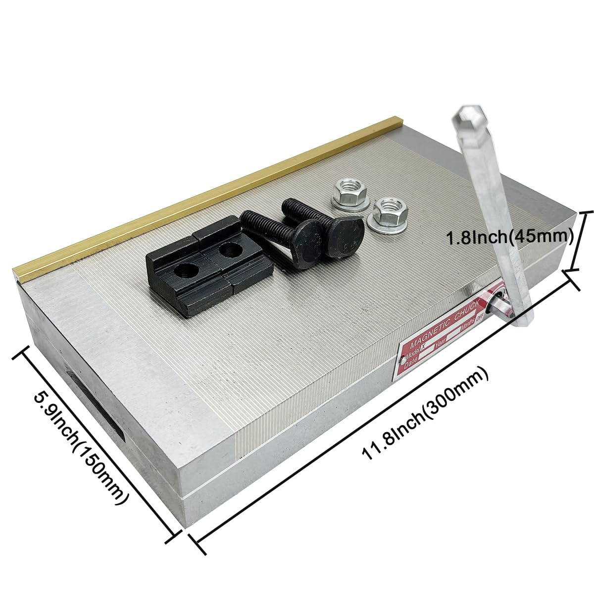 6x12Inch Rectangular Magnetic Chuck (150x300mm), Permanent Magnet Chuck with 100-120 N/cm² Magnetic Force for Surface Grinding Machine - Image 2
