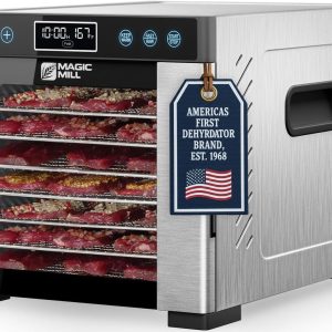 Magic Mill Pro Food Dehydrator Machine | Powerful 600W Rear Fan Even-Drying System | 7 Full-Size Stainless Steel Trays | 95&deg;-176&deg; Temperature Control, 48H Timer, Keep Warm + Auto Shutoff | ETL Listed