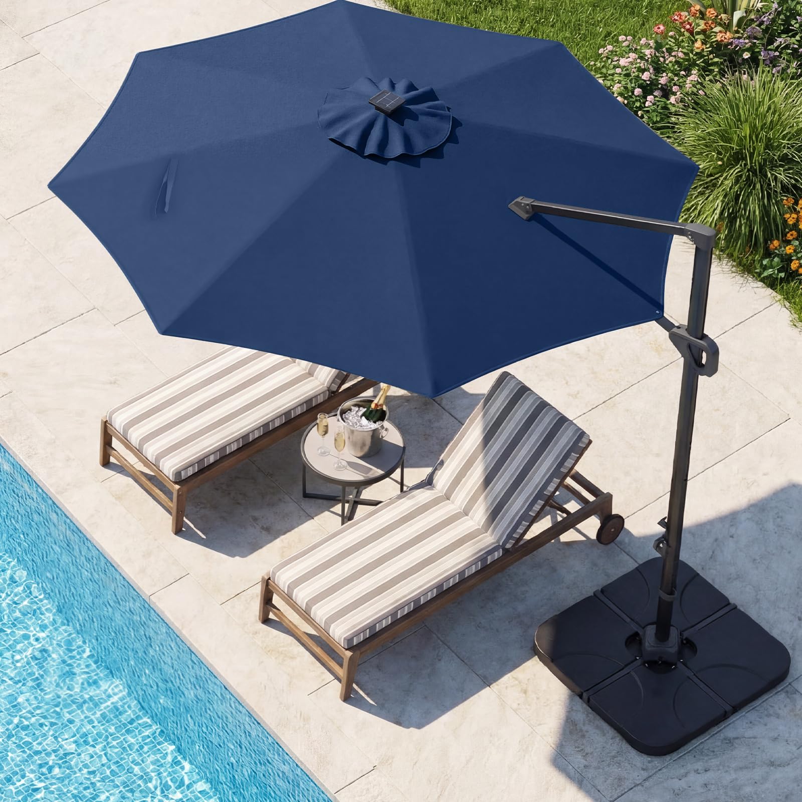 Tangkula 10 FT Solar Patio Umbrella with Base Included - Image 2