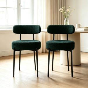DYHOME  Kitchen Chairs Modern Dining Chairs Set of 2 Kitchen Dining Room Chairs Boucle Upholstered Dining Chair Green