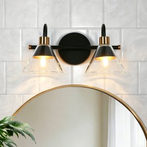 Uolfin 13.8-in 2 Light Black Modern/contemporary Bathroom Ambient