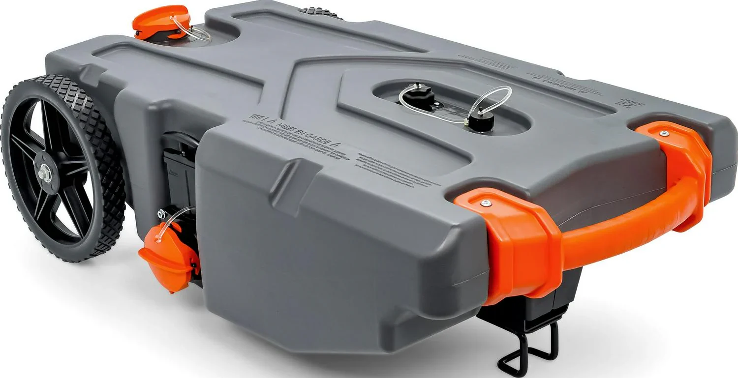 Camco Rhino Heavy Duty 28 Gallon Portable RV Waste Holding Tank with Hose and Accessories Durable Leak Free and Odorless RV Tote Tank (39004) - Image 5