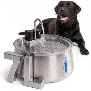 Selene Wireless Doggy Fountain, 7L (1.85 Gal) Cordless Dog Water Fountain for Dogs Inside, Stainless Steel Pet Fountain, 4-Layer Filtration, 30-Day Battery