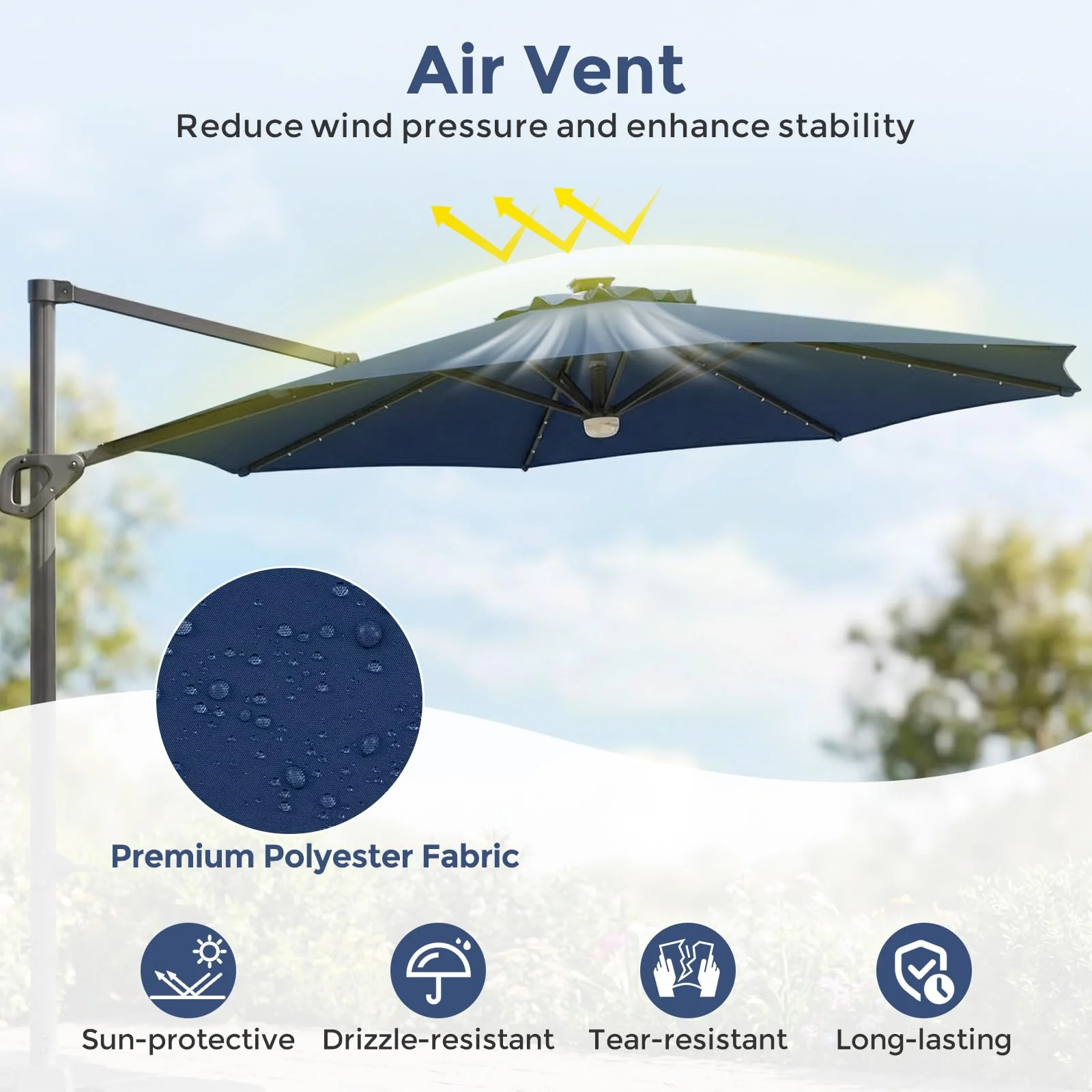 Tangkula 10 FT Solar Patio Umbrella with Base Included - Image 7
