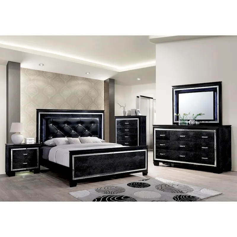 Ruff Crocodile Contemporary Wood 9-Drawer 2-piece Dresser and Mirror Set by Furniture of America - Image 2
