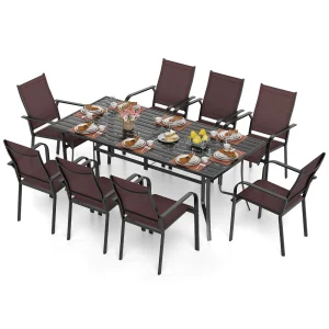 Tangkula 9 Pieces Patio Dining Set for 8