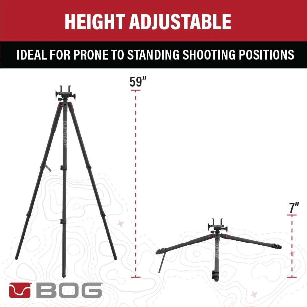 BOG DeathGrip Hunting Tripod, 7"-59", Lightweight, Gun Clamp, Shooting Rest - Image 4