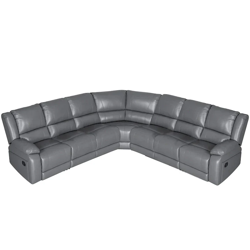 129W 7-Seat Faux Leather Manual Reclining Large Sectional Sofa - Image 17