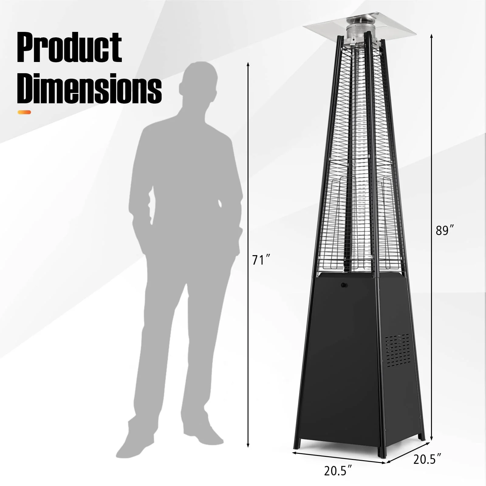 Tangkula 48000 BTU Pyramid Patio Heater with Wheels & Zippered Cover - Image 3