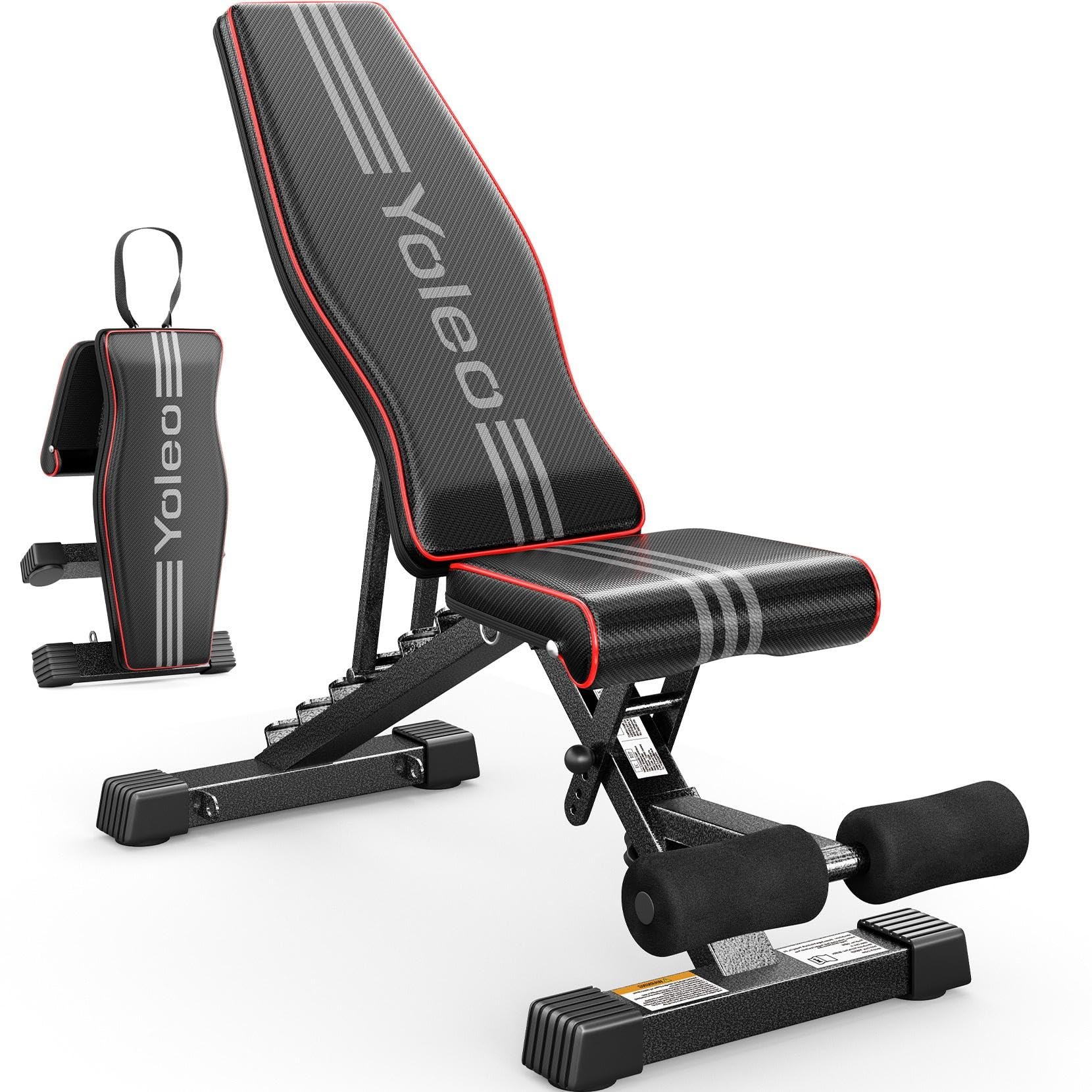 YOLEO Adjustable Weight Bench, ASTM-Certified 827LBS 98% Pre-Assembled, 84-90 Positions Incline Decline Flat, Foldable Gym Bench with Wider Seat for Home Gym(L-XL)