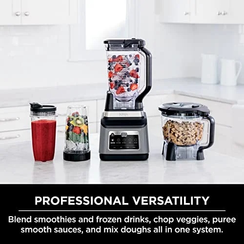 Ninja BN801 Professional Plus Kitchen System, 1400 WP, 5 Functions for Smoothies, Chopping, Dough & More with Auto IQ, 72-oz.* Blender Pitcher, 64-oz. Processor Bowl, (2) 24-oz. To-Go Cups, Grey - Image 2