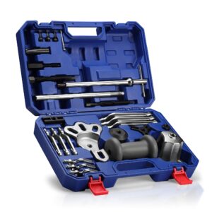 WORKPRO 9-Way Slide Hammer Puller Set, 27-Piece Slide Hammer Kit, Wheel Bearing Removal Tool for Front Hub & Rear Axle, Heavy Duty Bearing Puller Set with Carry Box