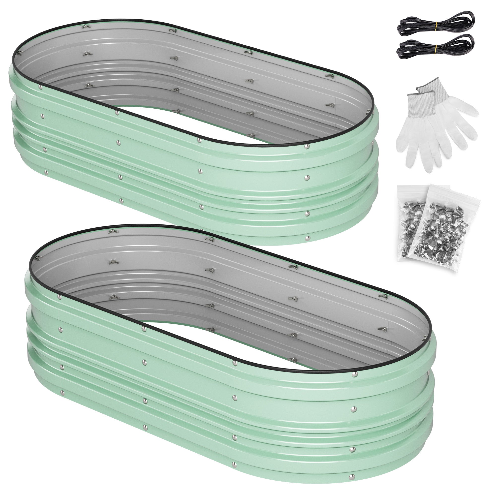WORKPRO 4x2x1ft Galvanized Raised Garden Bed Set, Rust & Corrosion Protection, Easy Assembly, Safe Edge, Ideal for Vegetables & Flowers, Green, 2 Pcs - Image 2