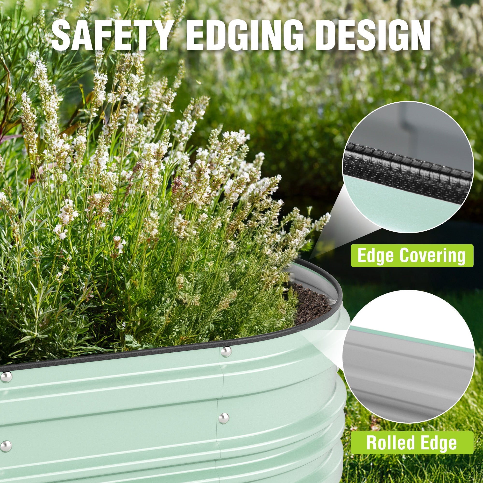 WORKPRO 4x2x1ft Galvanized Raised Garden Bed Set, Rust & Corrosion Protection, Easy Assembly, Safe Edge, Ideal for Vegetables & Flowers, Green, 2 Pcs - Image 3