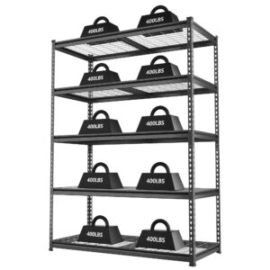 WORKPRO 5-Tier Metal Shelving Unit, 48"W x 24"D x 72"H Heavy Duty Adjustable Storage Rack for Garage, Basement, Warehouse, Workshop, Black/Silver