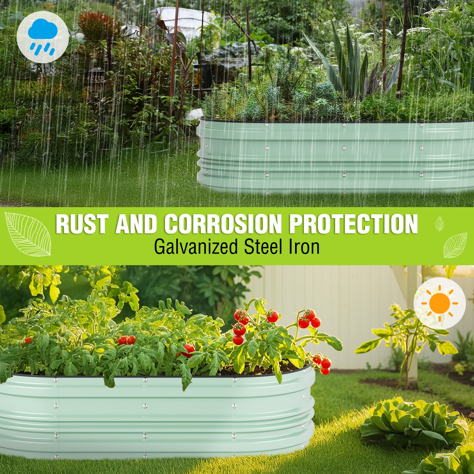 WORKPRO 4x2x1ft Galvanized Raised Garden Bed Set, Rust & Corrosion Protection, Easy Assembly, Safe Edge, Ideal for Vegetables & Flowers, Green, 2 Pcs - Image 6