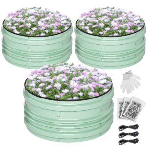 WORKPRO 3Pcs 2x2x1ft Galvanized Raised Garden Bed Set, Rust & Corrosion Protection, Easy Assembly, Safe Edge, Ideal for Vegetables & Flowers, Green