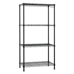 WORKPRO 4 Tier Adjustable Metal Storage Shelves with Hooks for Pantry Closet Kitchen Basement - 24" W x 14" D x 48" H