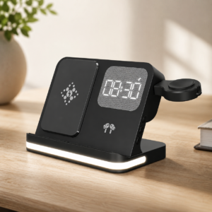 Wireless Charging Station with LED Clock &ndash; 6 Functions