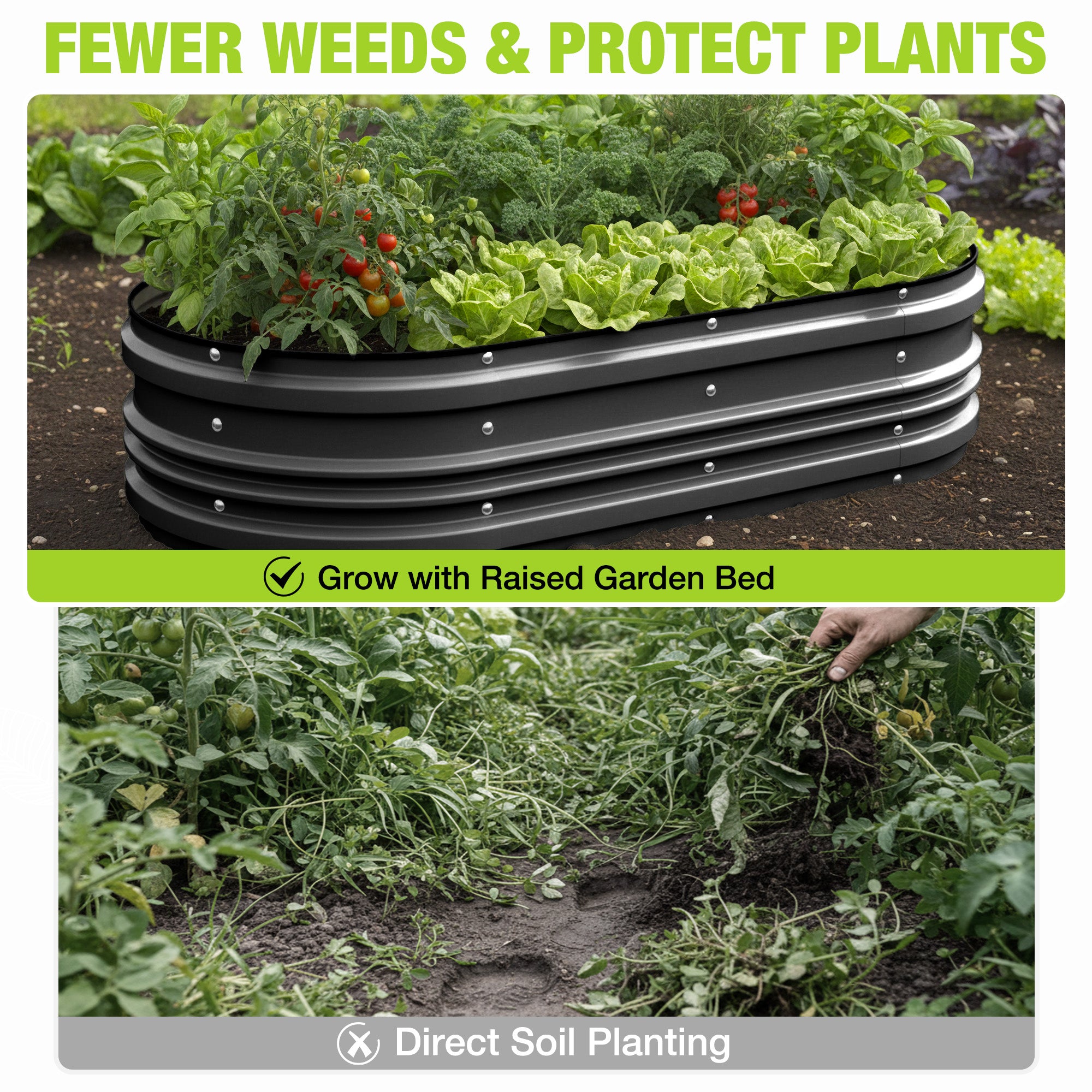 WORKPRO 4x2x1ft Galvanized Raised Garden Bed Set, Rust & Corrosion Protection, Easy Assembly, Safe Edge, Ideal for Vegetables & Flowers, Black, 2 Pcs - Image 5