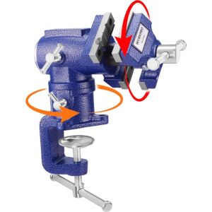 WORKPRO Dual Jaws Table Vise 2.5" & 1.5", 360&deg; Swivel Clamp-On Bench Vise for Woodworking, Metalworking, DIY, Multi-position Small Portable Vise, Mini Vice Clamp for Workbench, Golf Club Regripping