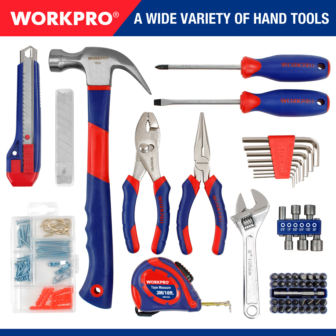 WORKPRO 12V Cordless Drill, Power Tool Set for Home, 177 Pieces Combo Kit with 14-inch Storage Bag and 2000mAh Lithium-Ion Battery & Charger - Image 4
