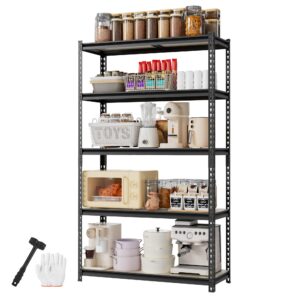 WORKPRO 5-Tier Adjustable Metal Shelving Unit, 35.4"Wx11.8"Dx72"H, Black