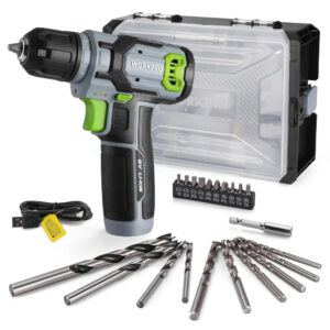 WORKPRO Cordless Power Drill Set with Stackable Tool Box, 8V Cordless Drill Driver and Bit Set, 2.0Ah Electric Cordless Screwdriver Kit with 3/8" Keyless Chuck, Portable Drill for Home Repair, DIY