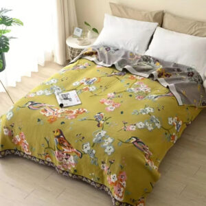 Cotton Blanket Oversized Reversible Jacquard Fringe