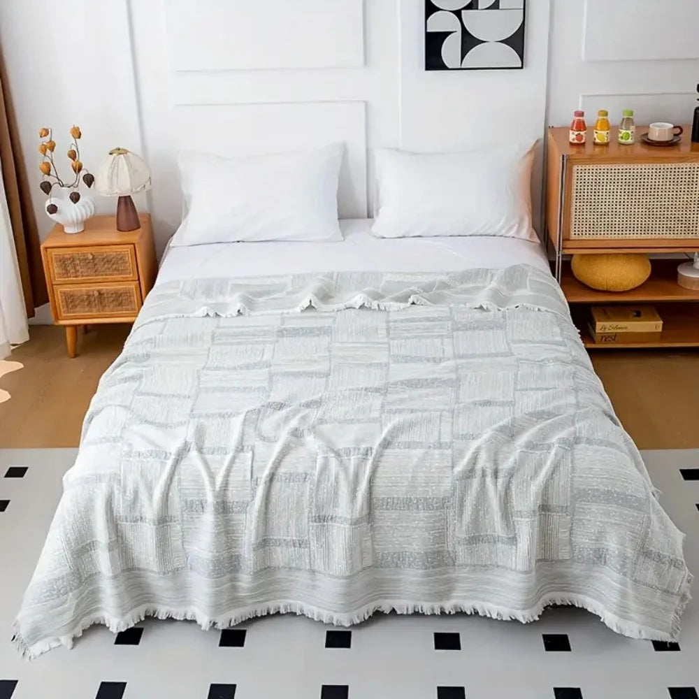 Throw Blanket Cotton Lightweight & Breathable Machine Washable - Image 2