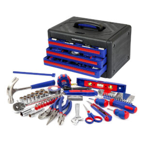 WORKPRO 125 Pcs Home Repair Tool Set with 3-Drawer Storage Case