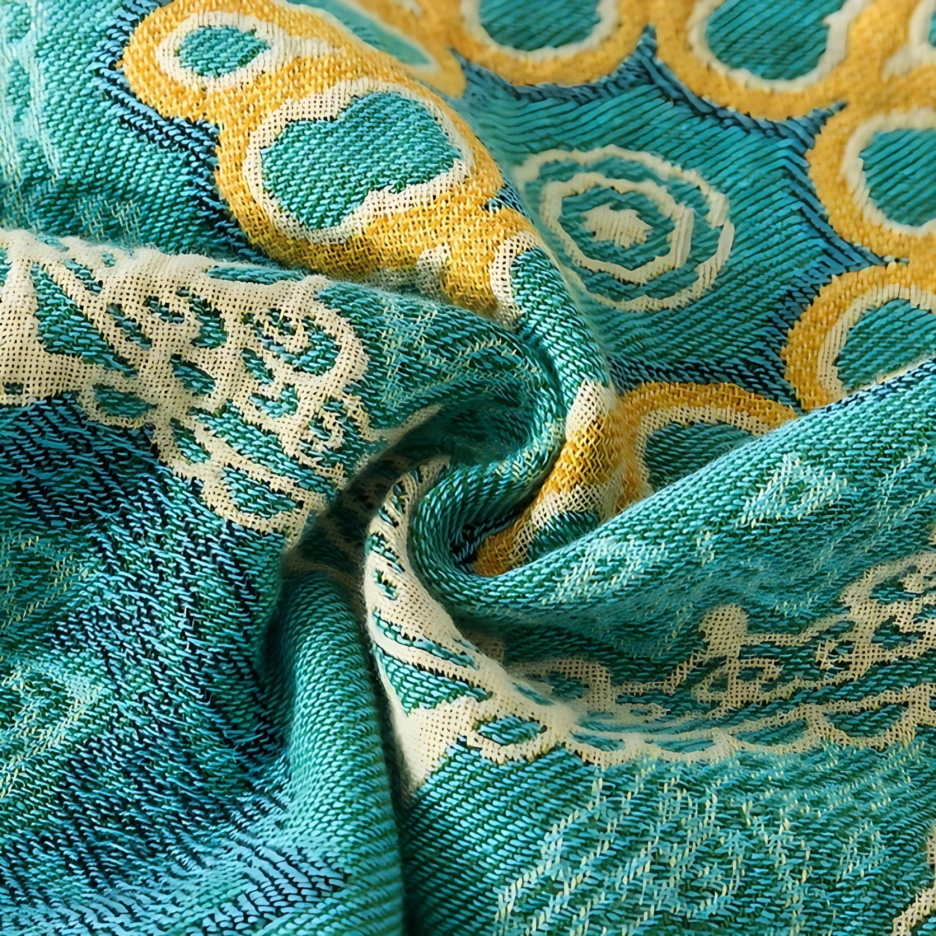 Blanket Teal Mandala Cotton Machine Washable - Image 4